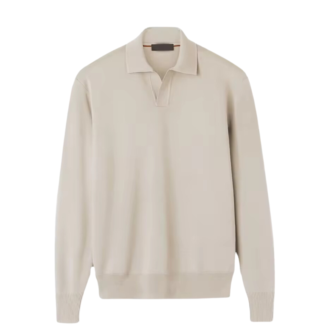 Mike | Gebreide Tricot Polo met lange mouwen