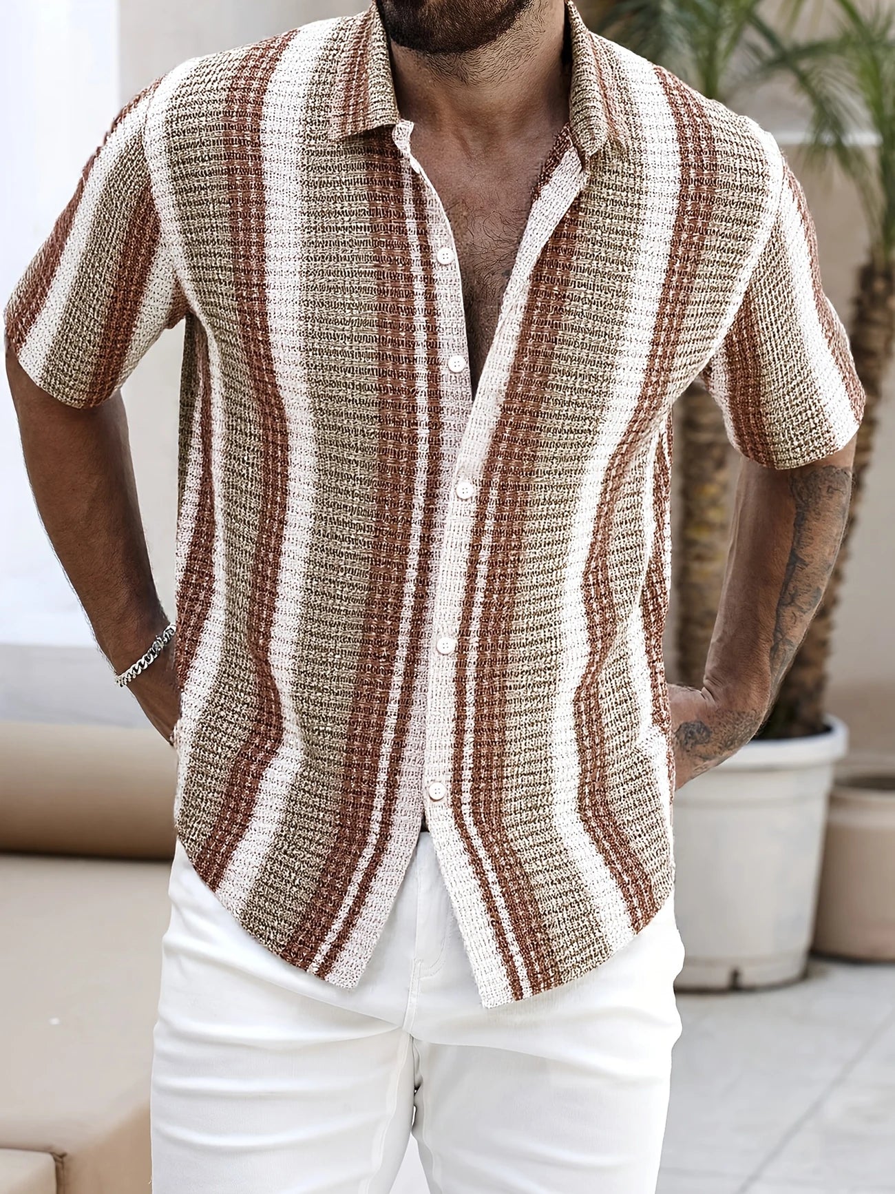Rico™ - Casual gestreepte overhemd met knopen